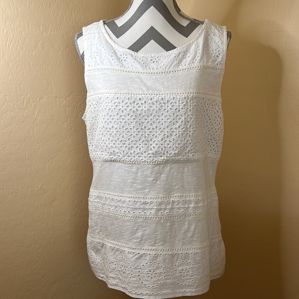Talbots White Eyelet Tank Top